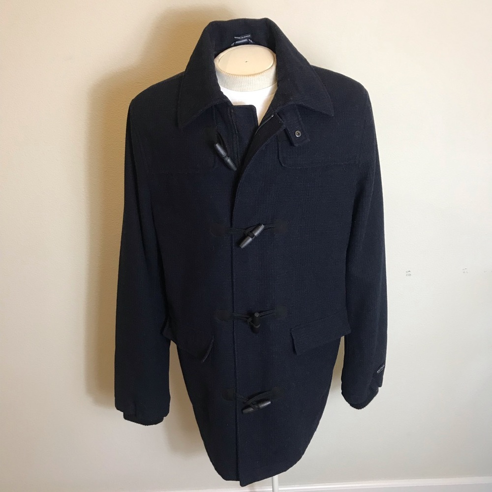 Men’s Sz 44L Navy Blue Nautica Wool toggle coat